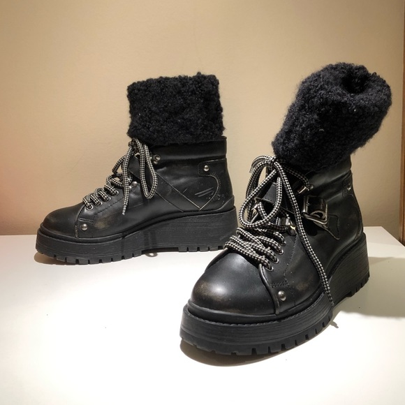 Miu Miu Shoes - Miu Miu combat boots with knit insert